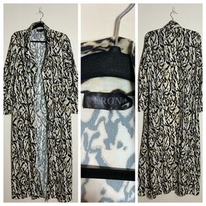 Verona Black and Cream Patterned Long Coat